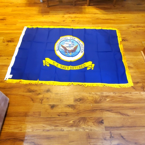 Navy Retired Flag with Gold Fringe US Navy - Picture 1 of 9
